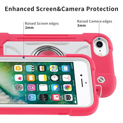 MARKILL Compatible with iPhone Case with Ring Stand, Heavy-Duty Military Grade Shockproof Phone Cover (Hot Pink, iPhone SE 3rd/2nd/iPhone 8/7/6S/6) - color: Hot Pink, size: iPhone SE 3rd/2nd/iPhone 8/7/6S/6