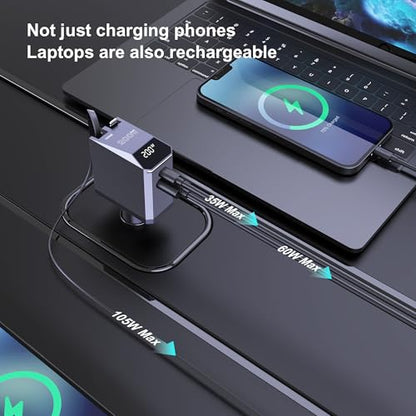 200W Retractable Car Charger, Power Display