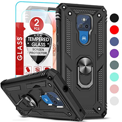 LeYi for Moto G Play 2021 Case: Heavy Duty Shockproof and Stand Black - color: Black, size: 6.5 inch (G Play 2021)