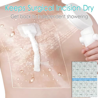 Waterproof Shower Protector Bandage 10x10 inch for Large Port Surgery Incisions Guard Tattoo Second Skin Healing Aftercare Cover Bath Patch Transparent Film Clear Adhesive Wounds Dressing (Pack of 25) - size: 10x10 Inch (Pack of 25)