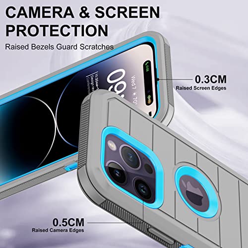for iPhone 14 Pro Max Case with 2 Screen Protector,Full Body Shockproof Drop Protection Dust Proof Heavy Duty 3-Layer Military Rugged Durable Cover for Apple iPhone 14 Pro Max 6.7"(Gray/Blue) - color: Gray/Blue