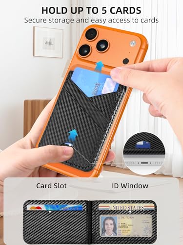 for MagSafe Wallet Magnetic iPhone Card Holder Stand, Black Carbon Fiber - color: Carbon Fiber