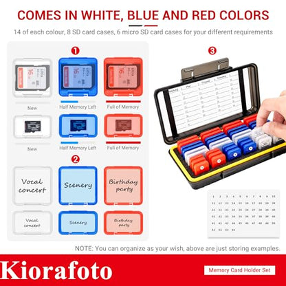Kiorafoto Memory Card Case w 24 SD & 18 TF Transparent Standard Card Cases - color: for 24 SD+18 TF(With Box)