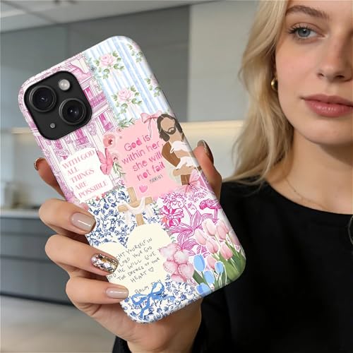 Case Designed for iPhone 13 14, Hybrid 2-Layer Case, Military-Grade Protection Durable Shockproof Anti-Scratch Phone Case, Pink Blue Jesus Collage - color: A Pink Blue Jesus Collage, size: Iphone 13/14