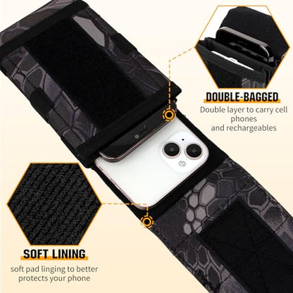 Dual Tactical Phone Pouch Molle Phone Holster Double Capacity Holder Universal Utility EDC Pouch for iPhone 17 Pro Max/17 Pro/16 Pro Max/16 Pro/15 Pro Max/15 - color: Python pattern