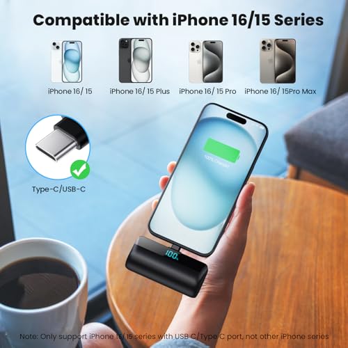 [2-Pack]Mini Portable Charger for iPhone 17/16 Series,Upgraded 5500mAh PD Fast Charging USB C Power Bank,Travel Essential Battery Pack for iPhone 17/17 Pro Max/16/15 Series Galaxy Android-Black+Black - color: Black+Black