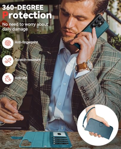 OCASE for Samsung Galaxy S26 Ultra Detachable Wallet Case with Card Holder, [2 in 1] PU Leather Flip Folio Case with RFID Blocking Stand Wrist Strap Shockproof Phone Cover 2026, Peacock Blue - color: Peacock Blue, size: Samsung Galaxy S26 Ultra