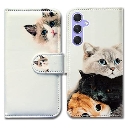 Bcov Case for Galaxy A54, Cute Brown Cat Leather Flip Phone Case Wallet Cover with Card Slot Holder Kickstand for Samsung Galaxy A54 5G - color: Cute Brown Cat