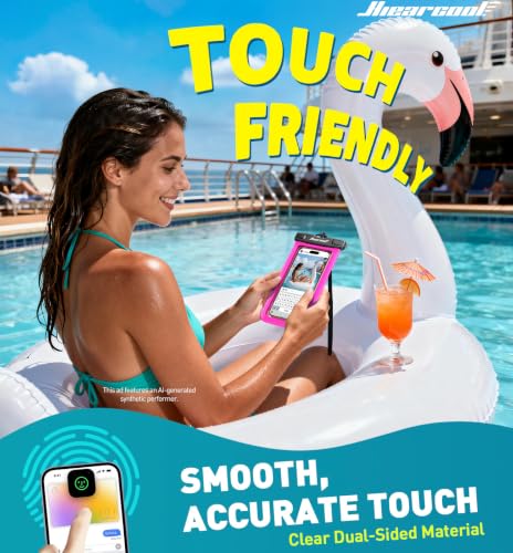 Hiearcool Waterproof Phone Pouch, Waterproof Phone Case, Green&Bright Red - color: Green&Bright Red