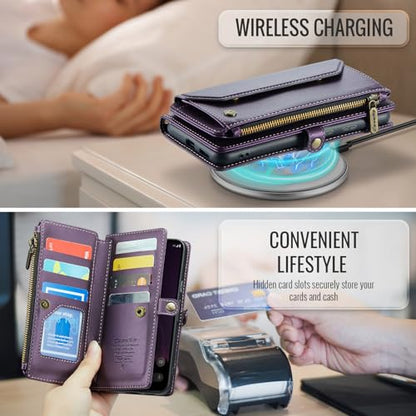 for Google Pixel 10a 6.3" Case, Women Men Multi-Function Wallet Case with Stand RFID Blocking Includes Shoulder Strap Wrist Strap Google Pixel 10a (Purple) - color: Purple