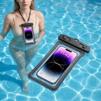 1 Pack Waterproof Phone Pouch Underwater Dry Bag Ultra-Clear Dual-Sided Touchscreen Case with Lock Seal for Swimming Snorkeling & Beach-Black - color: Black