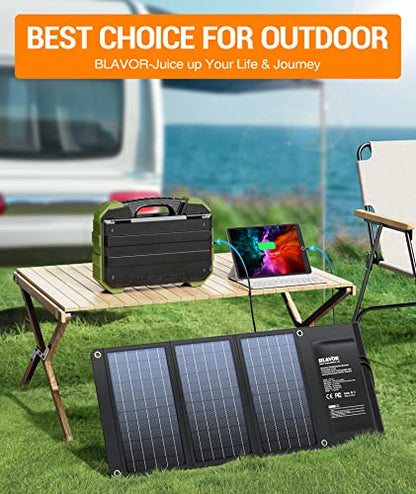 BLAVOR 30W Foldable Solar Panel Outdoor Charger, USB-A QC3.0 24W USB-C DC - color: 30W
