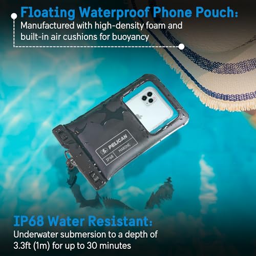 Pelican 2 Pack Marine Waterproof Phone Pouch (XL) - Stealth Black | Touchscreen IP68 Floating Waterproof Phone Case w/Detachable Lanyard - Fits All Phones - Beach Cruise Ship Travel Essentials - color: Stealth Black - 2 Pack - XL, size: XL, style: 2 Pack