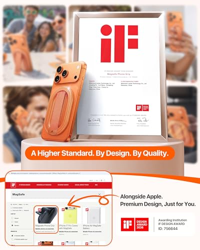 andobil [2026 Woven Comfort] Magnetic Phone Grip for MagSafe w/Finger Strap - color: Orange