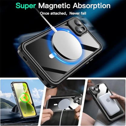 AICase iPhone 14 Case Waterproof with MagSafe Clear Snowproof,Dustproof and Shockproof,IP68 Certified Full Body 360 Protection Fully Sealed Underwater Cover for iPhone 14 6.1" - color: iphone 14 Waterproof Case