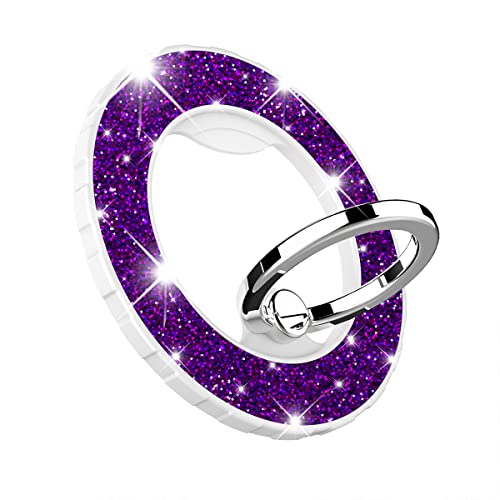 Magnetic Phone Ring Holder for magsafe, Glitter Magnetic Grip Compatible with iPhone 17 16 15 14 13 12 Pro max,Pro,Plus,Mini,Pixel 10 Series Mag Safe Accessories Kickstand,Deep Purple - color: Deep Purple
