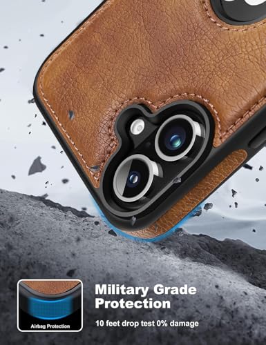 WTCASE Magnetic for iPhone 16 Leather Case,Built-in Invisible Stand [Compatible with Magsafe] Protective Slim Kickstand Phone Cover Compatible with iPhone 16 (2024) 6.1" (Brown) - color: Brown, size: iPhone 16 - 6.1"