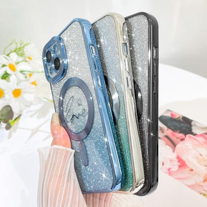 Fiyart Magnetic for iPhone 15 Plus Case Glitter Women Girls 6.7"-Blue - color: Blue, size: iPhone 15 Plus