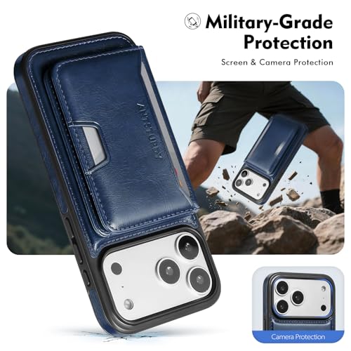 Antsturdy Compatible with MagSafe iPhone 17 Pro Max Wallet Case,Blue | 2 in 1 Detachable Magnetic,Credit Card Holder Slots,RFID Blocking,PU Leather,Kickstand,Flip Folio Phone Cover for Men & Women - color: Blue, size: iPhone 17 Pro Max - 6.9"