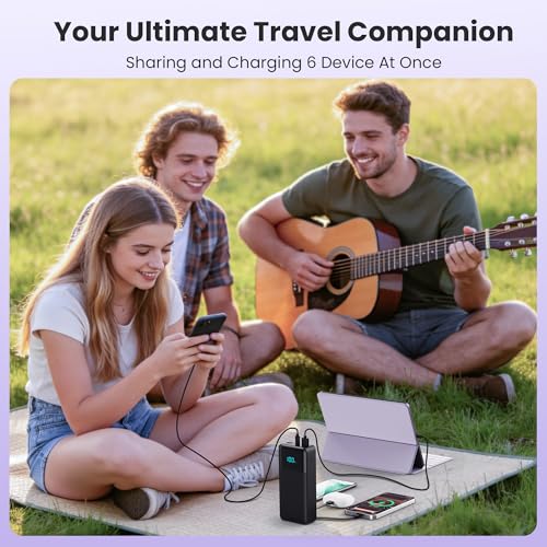 Portable Charger Power Bank 50800mAh,25W USB C Fast Charging Battery Pack with 3 Built in Cables & LED Display,6 Outputs 2 Inputs Travel Essentials Phone Charger for iPhone 18/17/16/15,Galaxy,Android - color: Black
