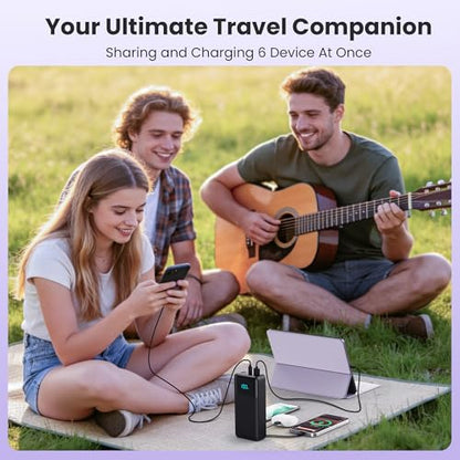 Portable Charger Power Bank 50800mAh,25W USB C Fast Charging Battery Pack with 3 Built in Cables & LED Display,6 Outputs 2 Inputs Travel Essentials Phone Charger for iPhone 18/17/16/15,Galaxy,Android - color: Black