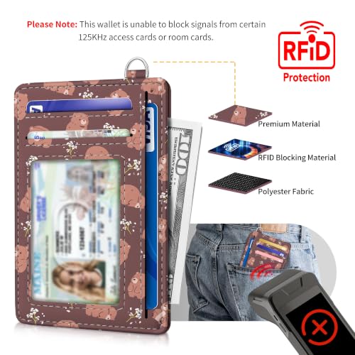 Mayski Slim Wallet, Credit Card Holder for Women, Minimalist Front Pocket RFID Blocking Card Cases, Small Wallet Women Men(Cute Bear) - color: Z-Cute Bear