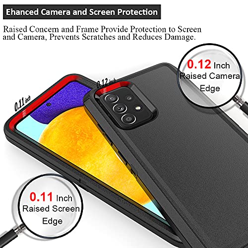 TENCO Compatible with Samsung Galaxy A52 5G Case,with Screen Protectors,Heavy Duty Rugged Shockproof Full Body Protection Kickstand Case with Belt Clip Holster for Samsung Galaxy A52 5G(Black) - color: Black