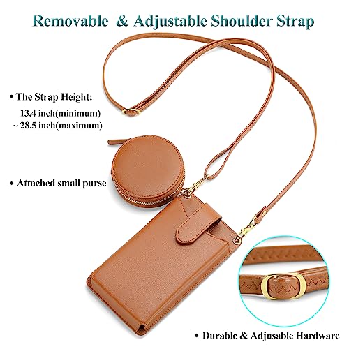Peacocktion Small Crossbody Cell Phone Purse for Women, Lightweight Mini Small Crossbody Bags for Women with Card Slots - color: 14-brown