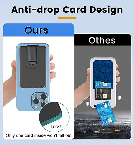 SHANSHUI Phone Card Holder, Ultra Slim Stick on Wallet Stand Silicone Sticky Business Credit Card ID Holder for Back of Phone Compatible with iPhone & Most Smartphones - Black