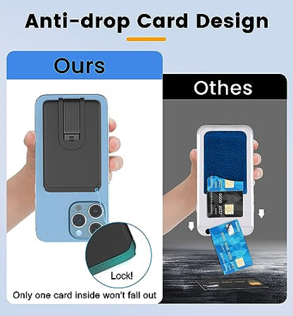 SHANSHUI Phone Card Holder, Ultra Slim Stick on Wallet Stand Silicone Sticky Business Credit Card ID Holder for Back of Phone Compatible with iPhone & Most Smartphones - Black