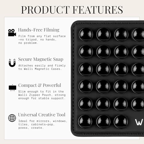 Walli Cases Silicone Suction Cup Mount for iPhone, Fits Walli Magnetic Case - color: Black