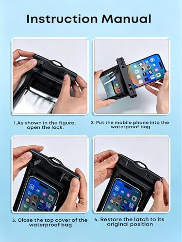 Waterproof Phone Pouch Case - [2 Pack][Easy Lock & Heavy Duty] IPX8 Water Proof Cell Phone for Beach, Swimming Equipment Bags for iPhone 17 16 15 14 13 12 Pro Max Plus, Galaxy S25, 4-7" Black, White
