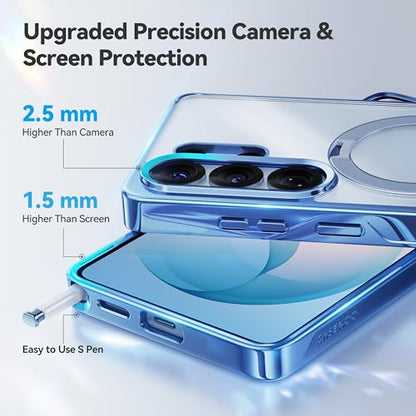 CASEKOO Glossy Blue 26U Case with 360 Spin Magnetic Stand, Fit for MagSafe | 360 Spin Magnetic Stand, Fit for MagSafe, 18FT MIL-STD Protection, Invisible Ring Holder Phone Case - color: Sky Blue
