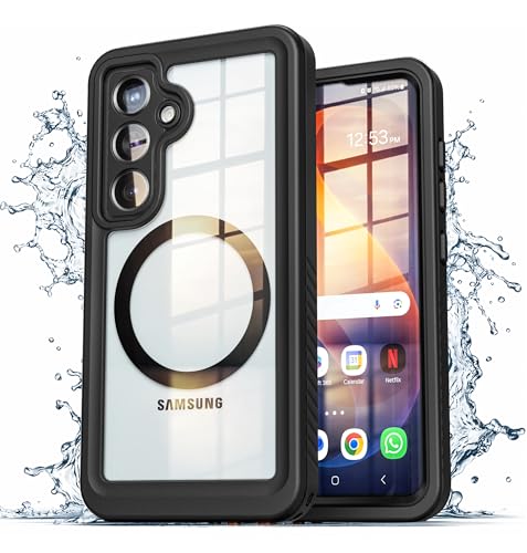 ENCASED Waterproof Case Designed for Samsung Galaxy S26 Plus (IP68) Full Body Protective Phone Case with Screen Protector Built-in (Clear/Black) - size: S26 Plus