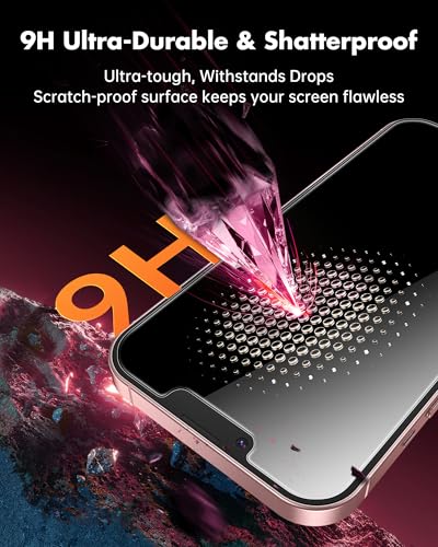 UNBREAKcable 4PCS Screen Protector for iPhone 13-2 Privacy Tempered Glass+2 Clear Glass Double Shatterproof [Easy Installation Frame] [9H Hardness] [Case Friendly] Anti-Scratch for iPhone 6.1 inch - size: iPhone 13