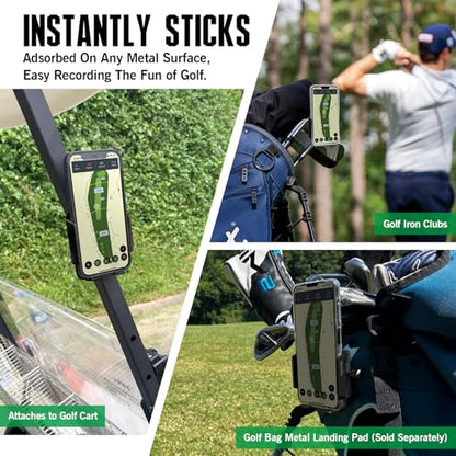 Dprofy Golf Cart Phone Holder Strong Magnetic Golf Cart Phone Mount Golf Accessories Fit for All Popular Smart Phones Special Design for Thick Case and Ring Holder (Black) - color: Black