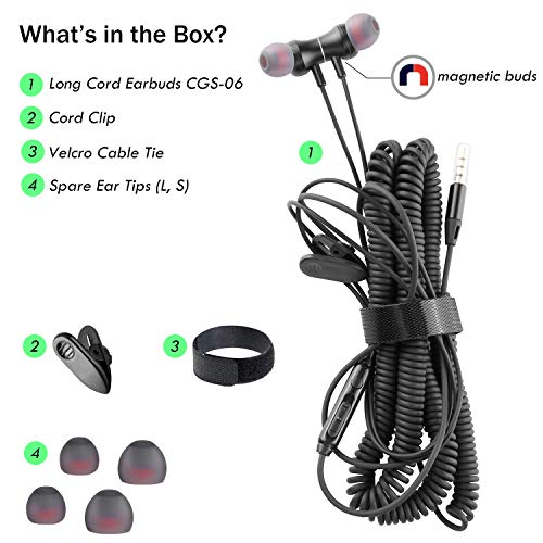 12Ft Extra Long Earbuds for TV & PC, in-Ear Wired Headphones, 3.5mm Jack