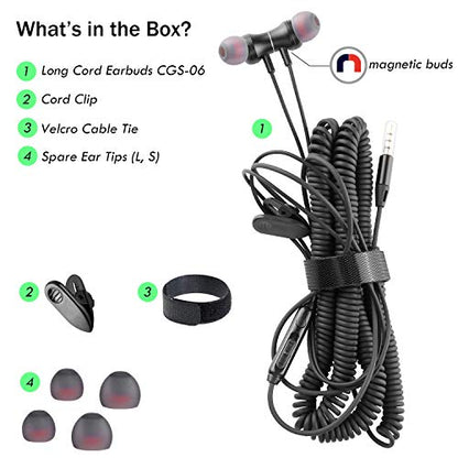 12Ft Extra Long Earbuds for TV & PC, in-Ear Wired Headphones, 3.5mm Jack