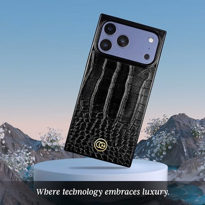 COCOMII Rectangle for iPhone 17 Pro Case, Black Crocodile Leather | Compatible with MagSafe Wireless Charging, Shockproof 10ft Drop Protection, Camera & Screen Protection, Premium Glossy Finish - color: Black Crocodile Leather, size: iPhone 17 Pro (6.3")
