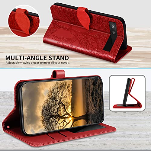 Wallet Case for Google Pixel 6A with Card Holder/Slot,PU Leather Folio Flip Shell [Kickstand][Magnetic Closure][Wrist Strap] Shockproof Cover Fit Google Pixel 6A, Red - color: Red, size: Google Pixel 6A
