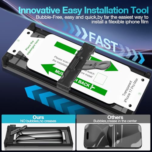 2 Pack for iPhone 17 Pro Privacy Screen Protector Film (NOT Glass), Anti-Spy Flexible PET Film Screen Protector for iPhone 17 Pro with [Easy Installation Tray], Ultra-Thin, Non-breakable - size: iPhone 17 Pro