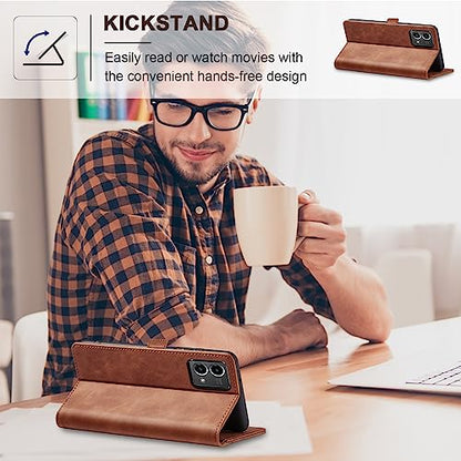 Jasonyu Flip Wallet Case for Moto G Stylus 5G (2023),Leather Magnetic Folio Cover with Card Holder,Kickstand - TPU Shockproof Durable Protective Phone Case,Brown | PU Leather Magnetic Folio Cover,with Card Holder,Kickstand,TPU Shockproof,Durable,Protectiv