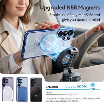 CASEKOO Glossy Blue 26U Case with 360 Spin Magnetic Stand, Fit for MagSafe | 360 Spin Magnetic Stand, Fit for MagSafe, 18FT MIL-STD Protection, Invisible Ring Holder Phone Case - color: Sky Blue