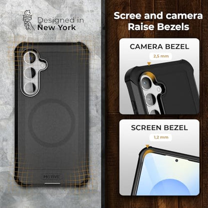 MOTIVE Heavy Duty Case for Samsung Galaxy s25/s24, Belt Clip Holster | 6.2" | Bunker Series, Military Grade Multi-Layer Protection, PC/TPU Build, Sealed Port Cover, Compatible with MagSafe Qi2 Charging - size: s25 & s24