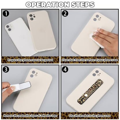 Weewooday 6 Pieces Phone Grip Holder Cell Phone Grip Strap Telescopic Finger Strap Stand Universal Finger Kickstand for Most Smartphones(Leopard Print)