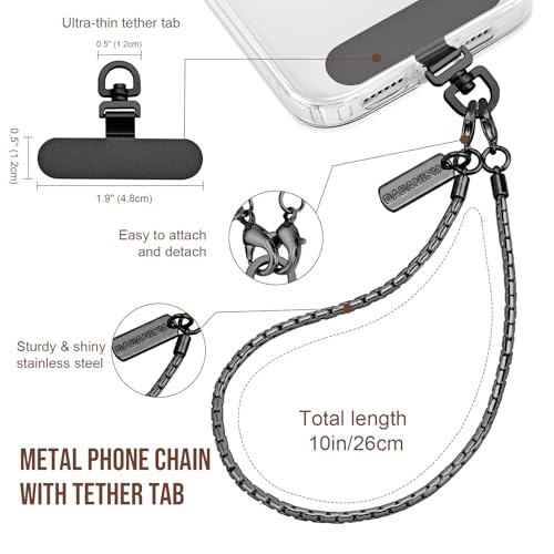 Dadanism Phone Wrist Strap Metal Phone Chain Wristlet Strap, Black - color: Black, size: 26 cm