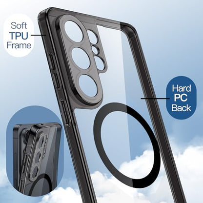 JETech Magnetic Case for Galaxy S26 Ultra, Compatible with MagSafe, Black | Full Camera Lens Protection, Shockproof Protective Phone Cover, Scratch Resistant Clear Back - color: Black, size: Galaxy S26 Ultra