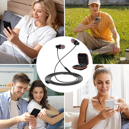 ACANDYA USB C Headphones with Mic in-Ear Wired Earbuds for Work Calls Black