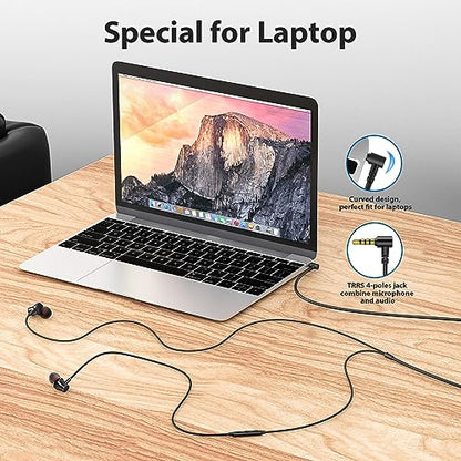ASKUBSKU Wired Headphones Earphones for School Laptop PC Chromebook, Black - color: Black