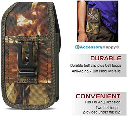 AH Hunting Tree CAMO Nylon Phone Holster w/Belt Loop, for Android Moto iPhone 11 Pro Max XS Max iPhone 8 Plus,6S+ 6 Plus, OnePlus 6T Pouch Holster Holder Bag Waist Carrying Fits Thick Case (Large) - color: CAMO, size: LARGE CAMO